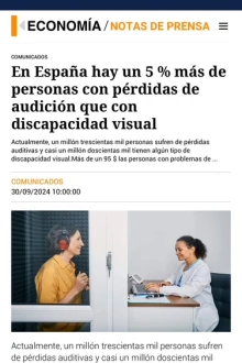 En España hay mas personas con perdida de audicion que de vista En España hay mas personas con perdida de audicion que de vista
