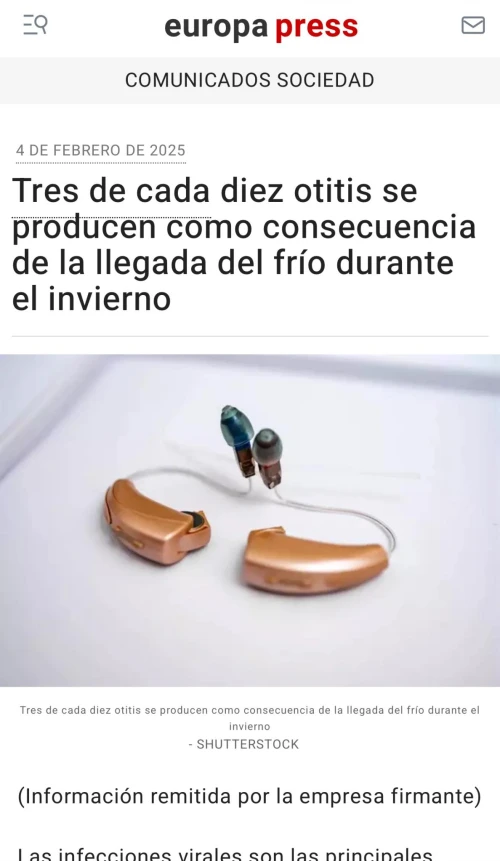 Tres de cada diez otitis se producen en invierno