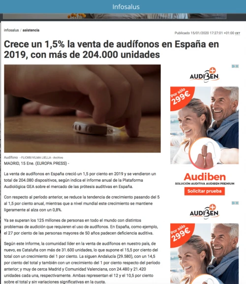 Informe sector Audfonos en Europa Press