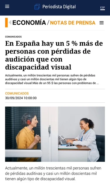 En Espaa hay mas personas con perdida de audicion que de vista 