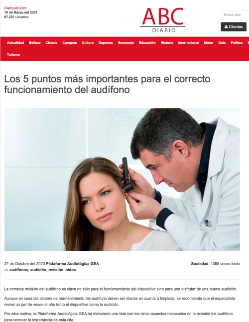 5 Puntos funcionamiento audífono en Diario ABC 5 Puntos funcionamiento audífono en Diario ABC